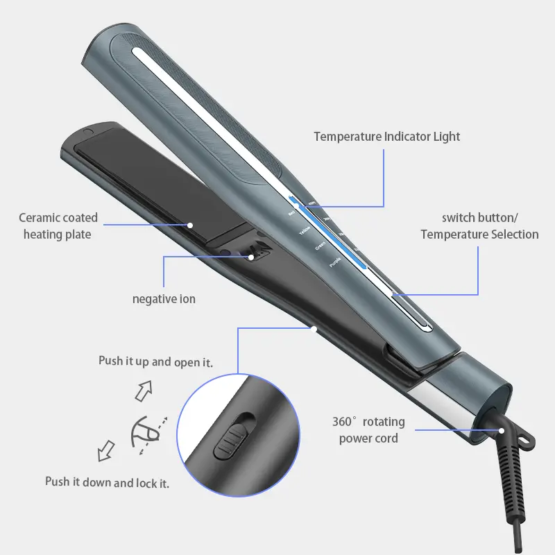 Custom Ionic Hair Straightener With Auto Shut-Off and Floating Plates