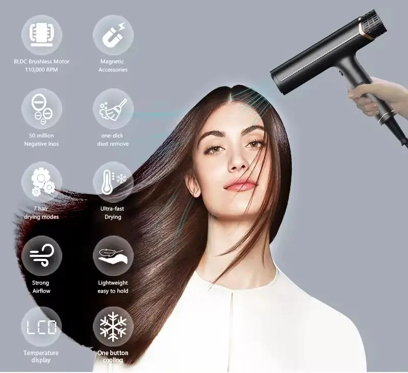 High speed hair dryer nozzle detail