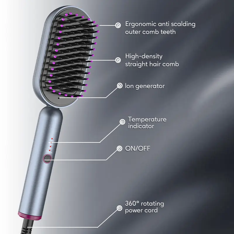Custom Customized Hair Straightener Brush With Negative Ion And Ceramic Plate Factory, Factories