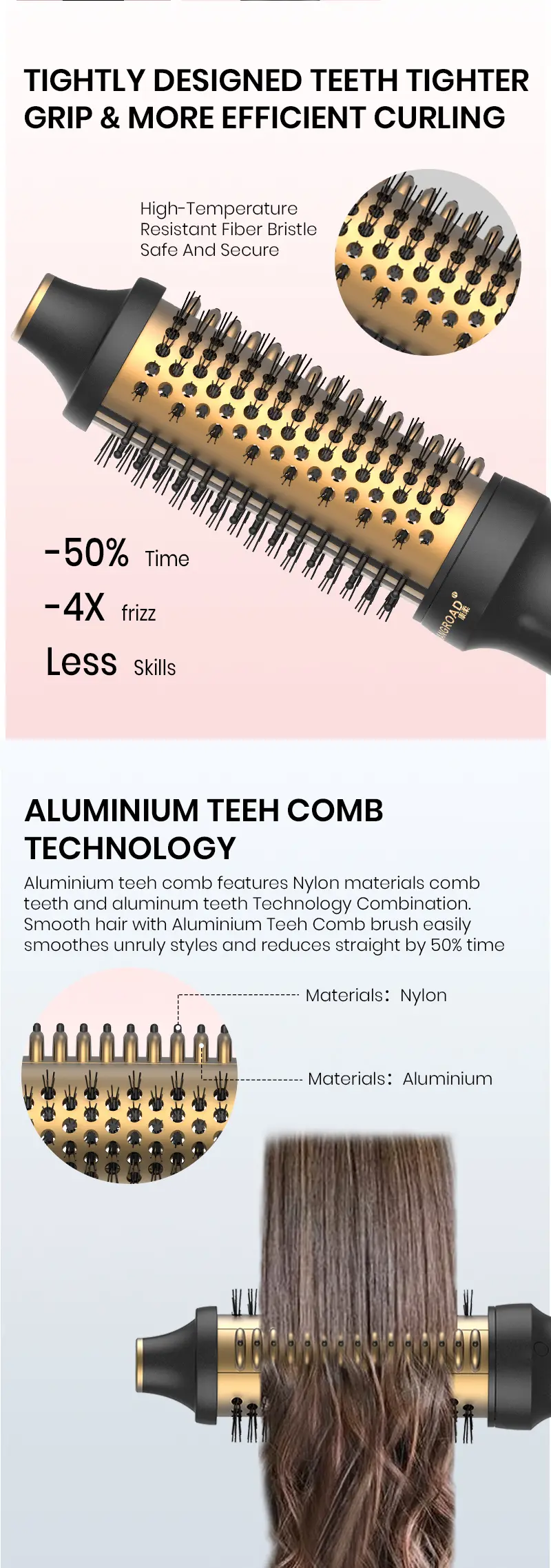 Professional heated hair curling brush view 3