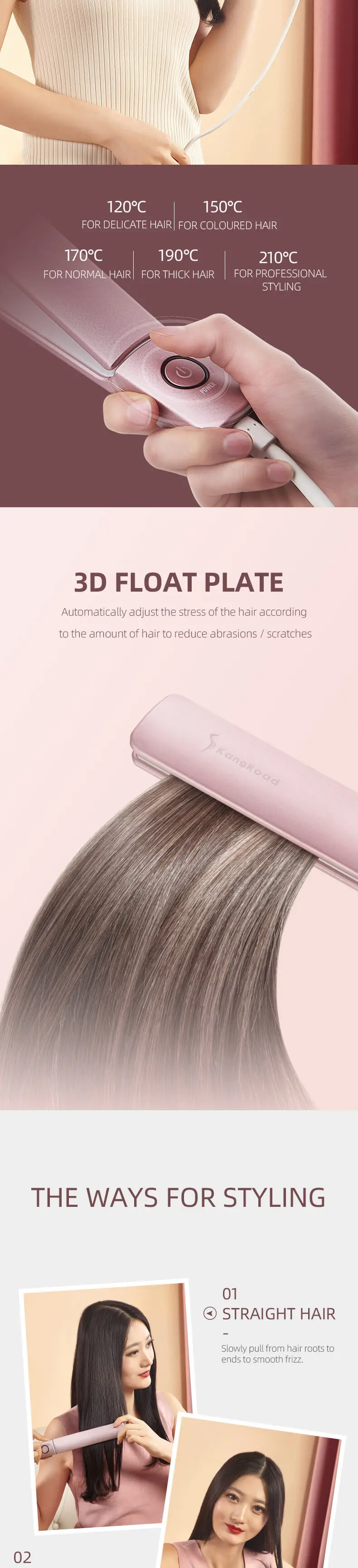 Ultra slim infrared hair straightener view 4