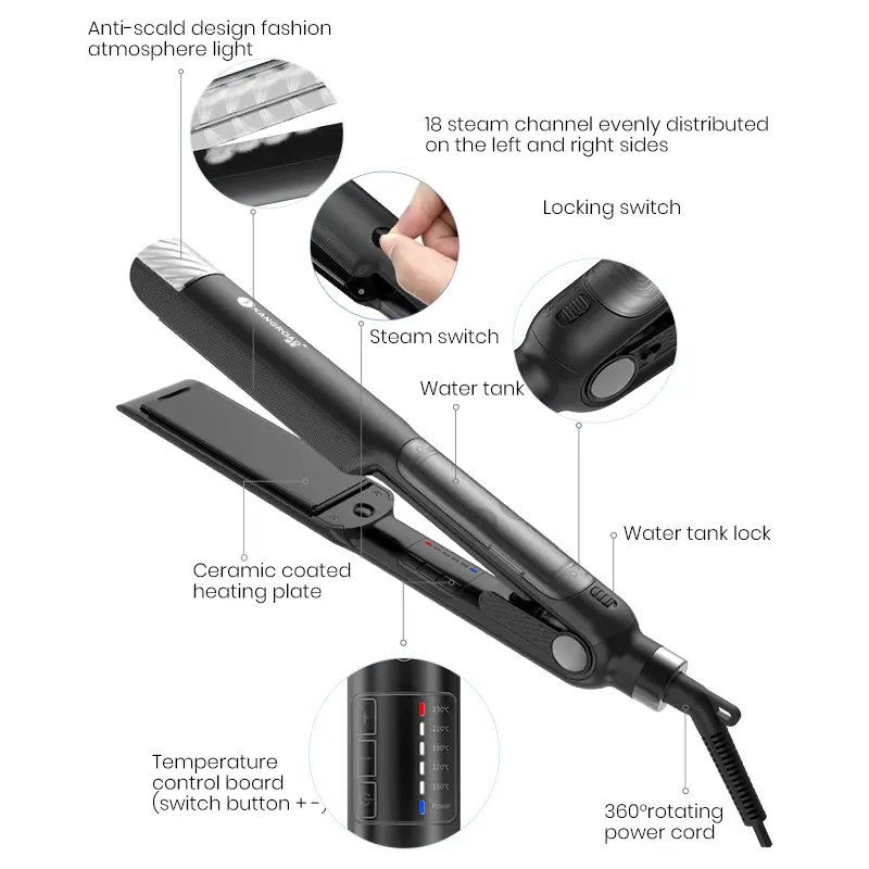 Wholesale OEM Steam Hair Straightener with Moisturizing And Fast-Heating Tech Supplier, Factory