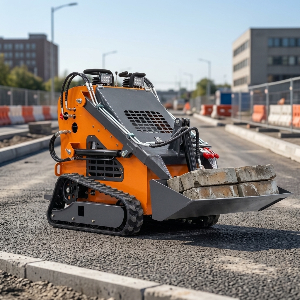 Free Shipping CE EPA Euro 5 Small Garden Loader Track Mini Skid Steer Loader With Auger Bucket Snow Plow Trencher