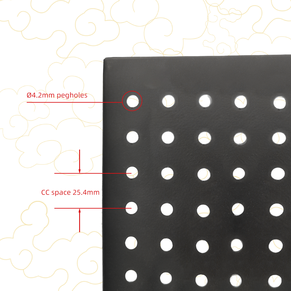 400*400mm Garage Tool Storage Organize Panel Wall Mount Carbon Steel Square Peg Board Black Powder Coated 10kg Load Capacity