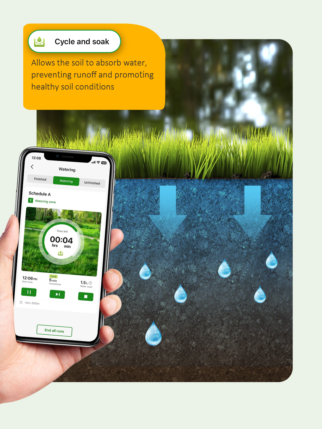 HiOazo HSC-800W WiFi Sprinkler Controller with Smart Weather Skips, Water Hammer Protection for Lawn, Garden, Court
