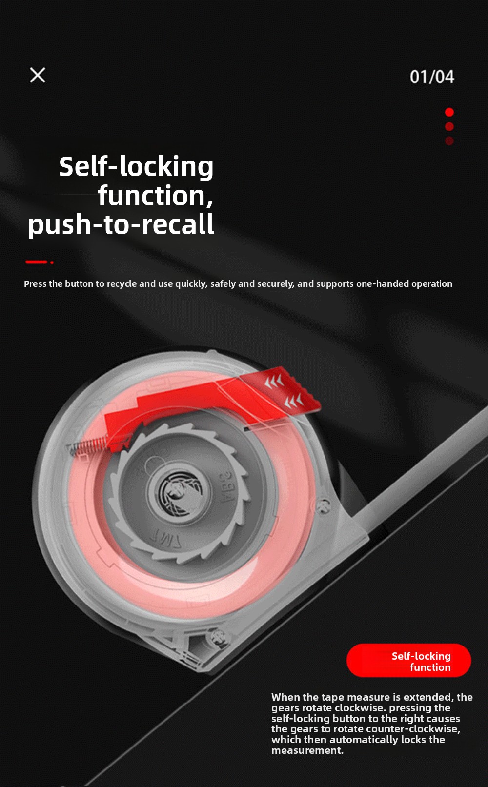 Thickened Steel Tape Measure with First Level Accuracy, Metric and Imperial Self-locking Anti Drop Tape Measure