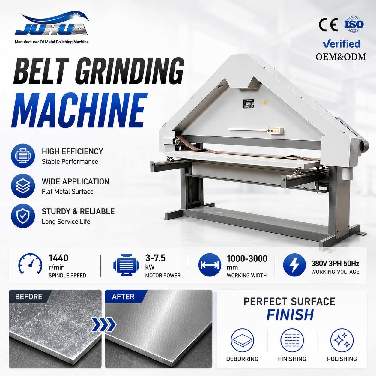 Manual Belt Grinding Machine For Hardware And Foundry Parts Finishing Industrial Sheet Metal Surface Finisher