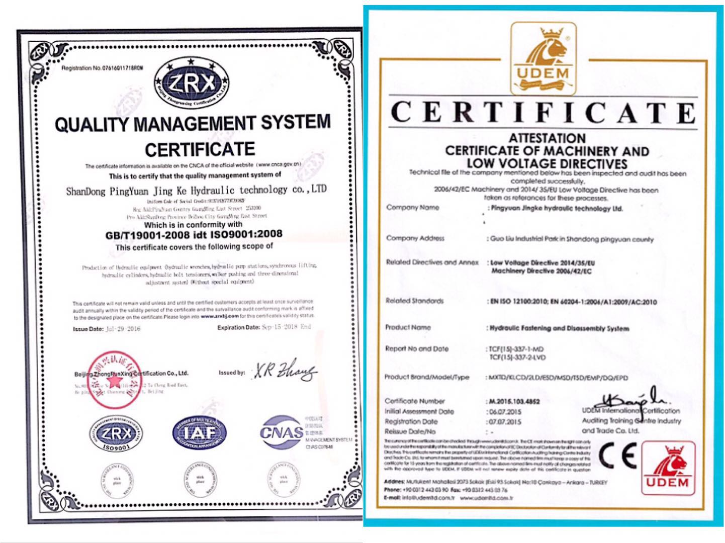 Certificates Matrix