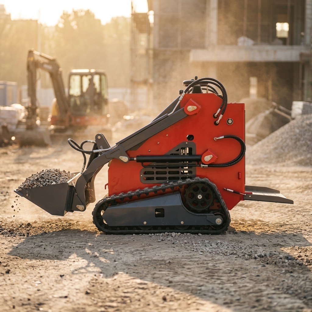 Free Shipping CE EPA Euro 5 Small Garden Loader Track Mini Skid Steer Loader With Auger Bucket Snow Plow Trencher