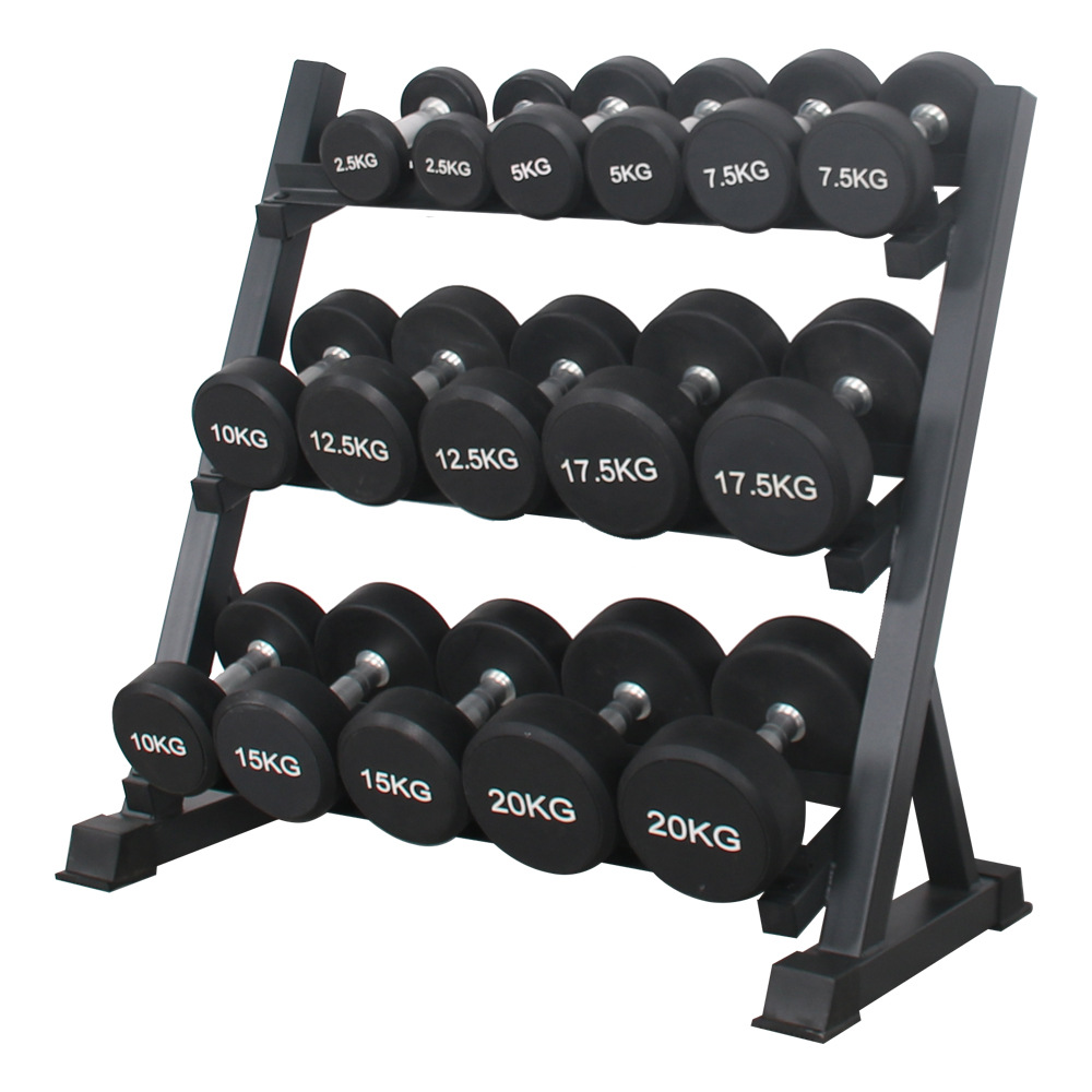 Bulk 5kg-60kg Rubber Hexagonal Gym Weights Strength Training Mancuernas Hex Dumbbell Set With Storage Rack