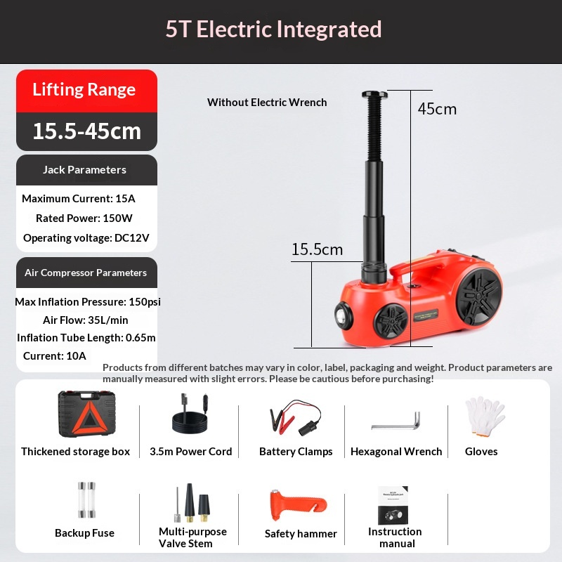 Factory Wholesale 12V Electric Hydraulic Jack Kit 1-10T with Wrench &amp; Air Pump Portable Car Repair Tools
