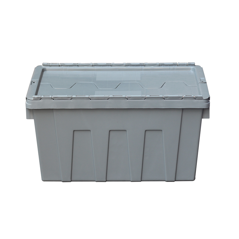 600*400*320MM Heavy Duty Attached Lid Stackable And Neastable Plastic Tote Box