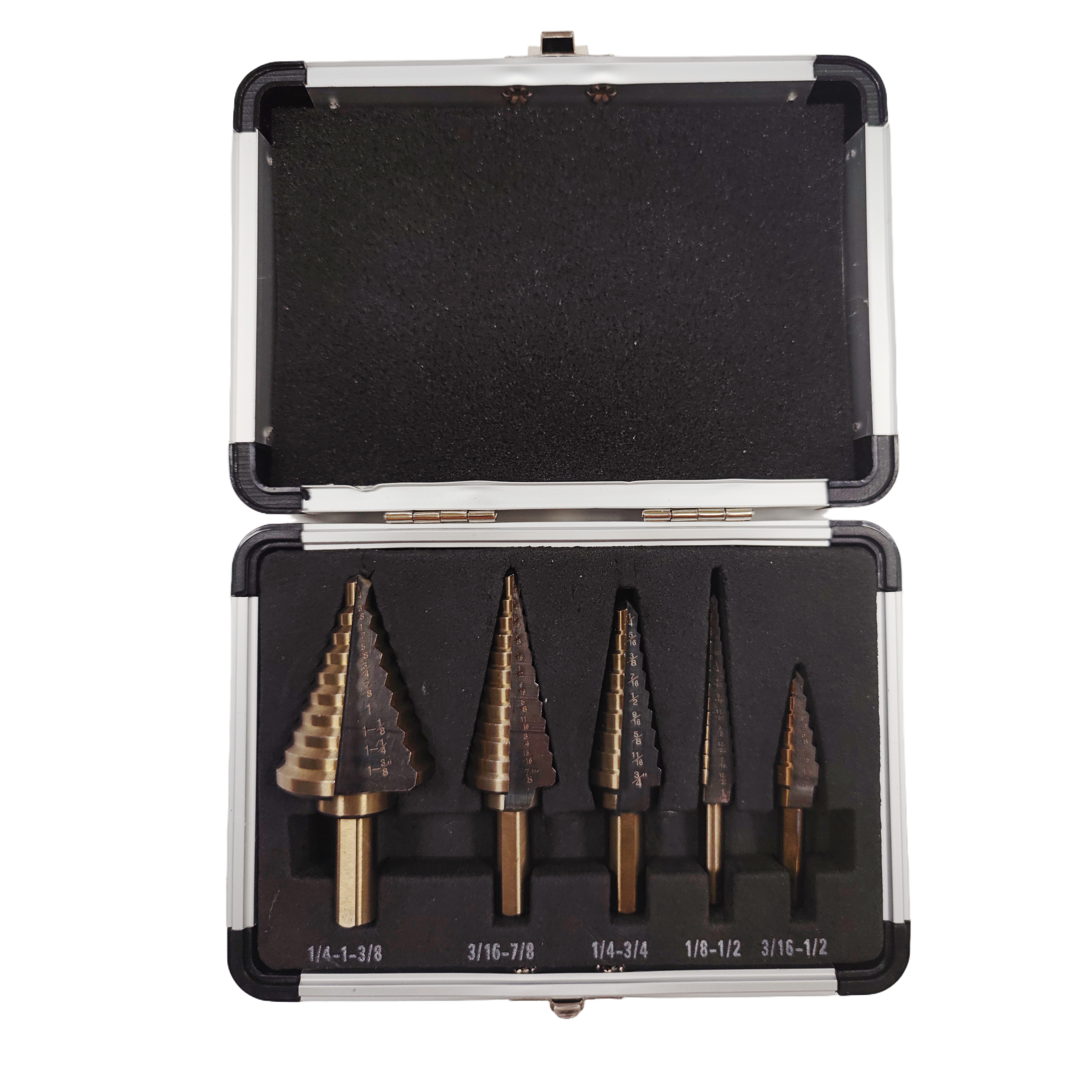 New High Performance Hex Shank High Speed Steel 5pcs HSS Step Countersink Cone Drill Bit Set for Metal Work-001