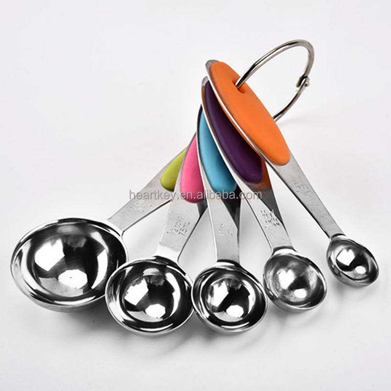 Food Grade Adjustable 10pcs Stainless Steel Measuring Cups and Spoons Set with Nonslip Silicone Handle