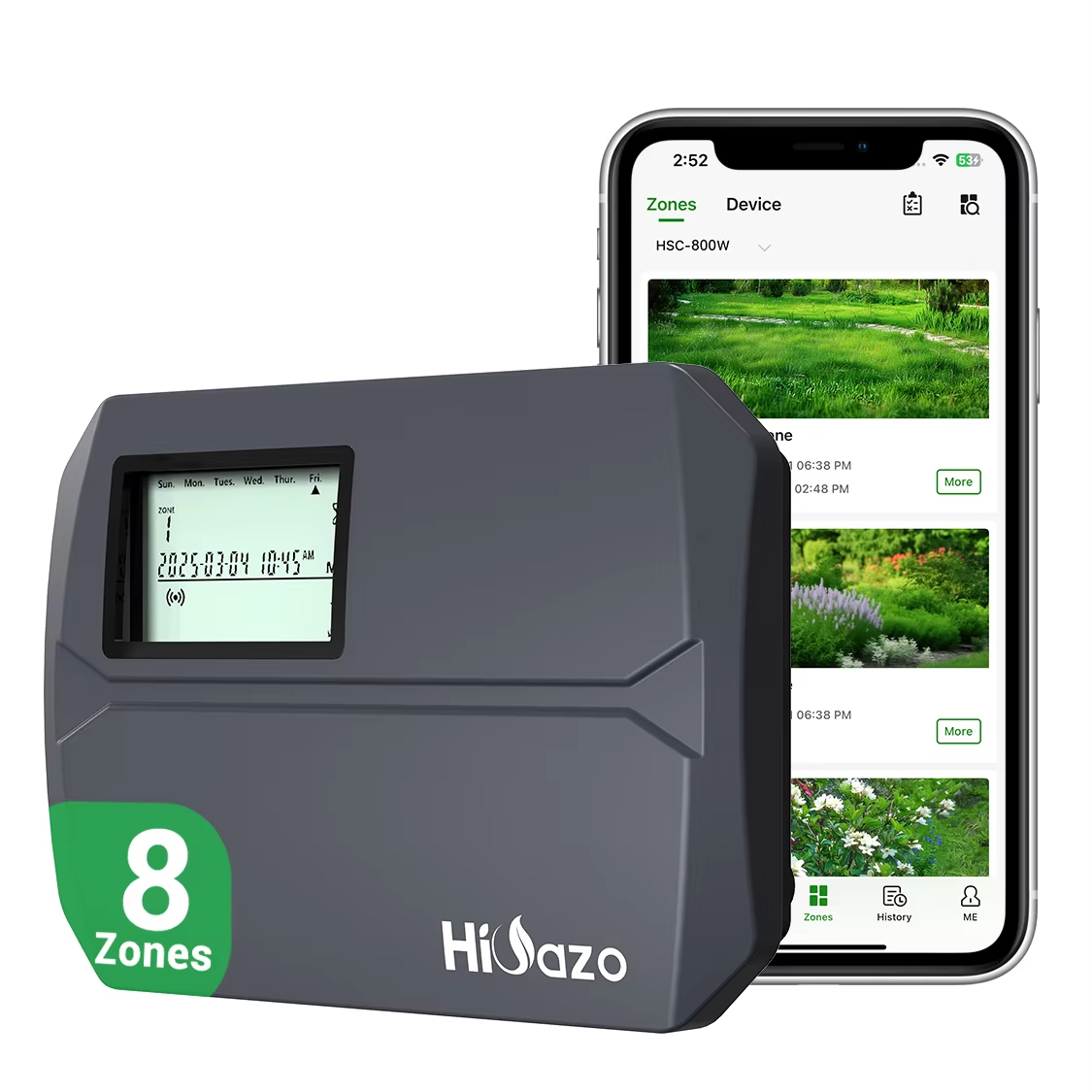 HiOazo HSC-800W WiFi Sprinkler Controller with Smart Weather Skips, Water Hammer Protection for Lawn, Garden, Court