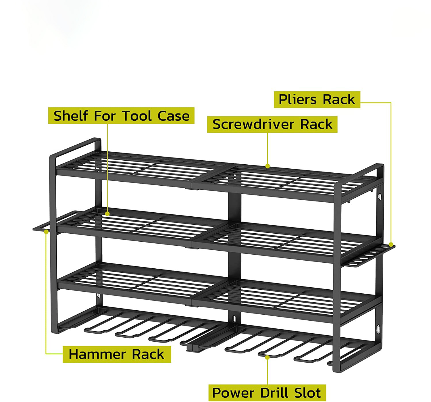 Space Saving Pack Garage Tool Organizers and Storage with Screwdriver Holder Heavy Duty Power Tool Organizer Wall Mount