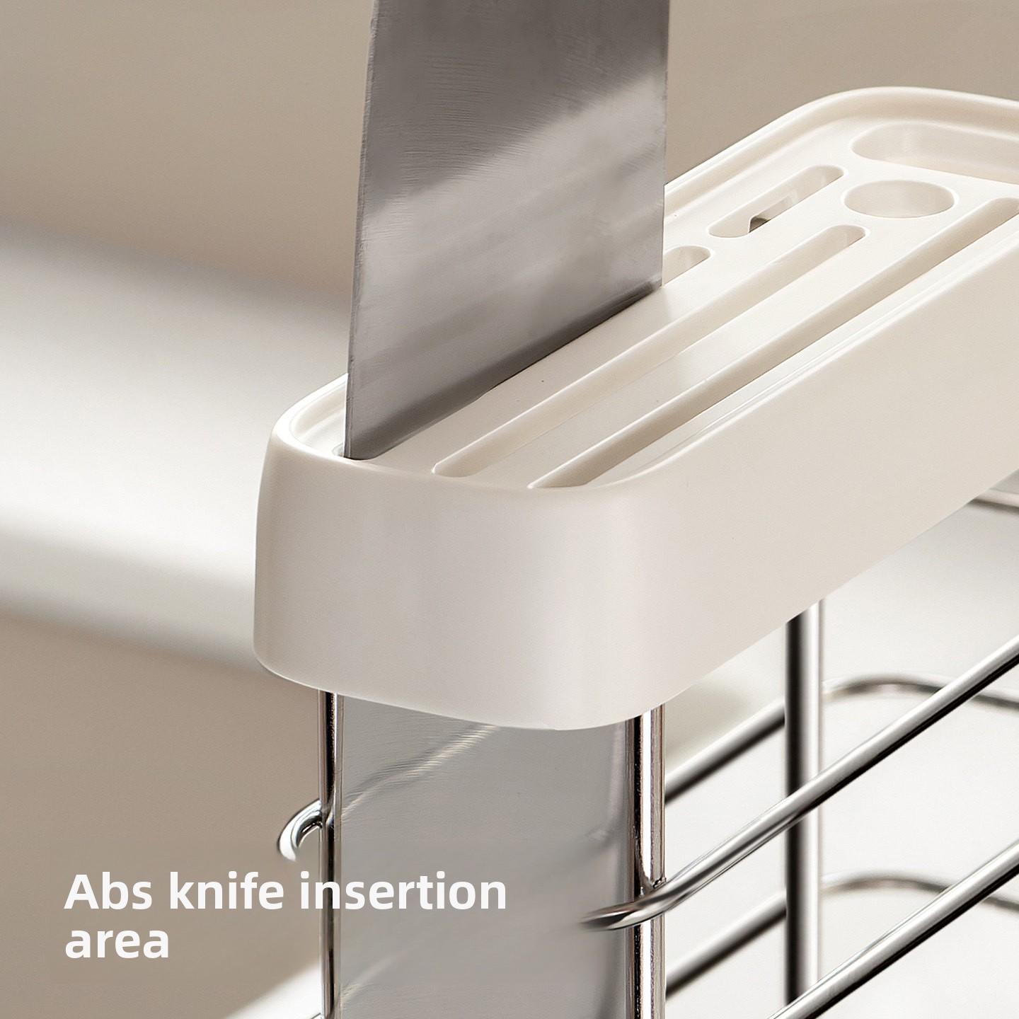LANZYLO ODM Non-folding Stainless Steel Rectangular Standing Kitchen Knife Holder Shelf Multifunctional Countertop Tools Storage