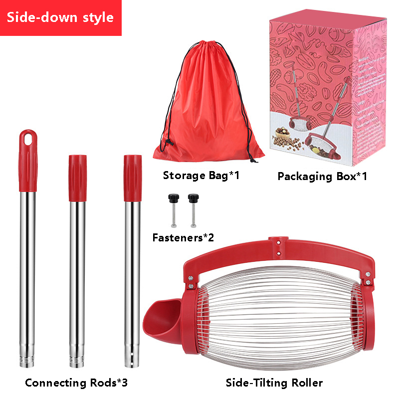 New Red Stainless Steel Side-Tilting Nut Collector Walnut Picker Golf Ball Landscaping Tool