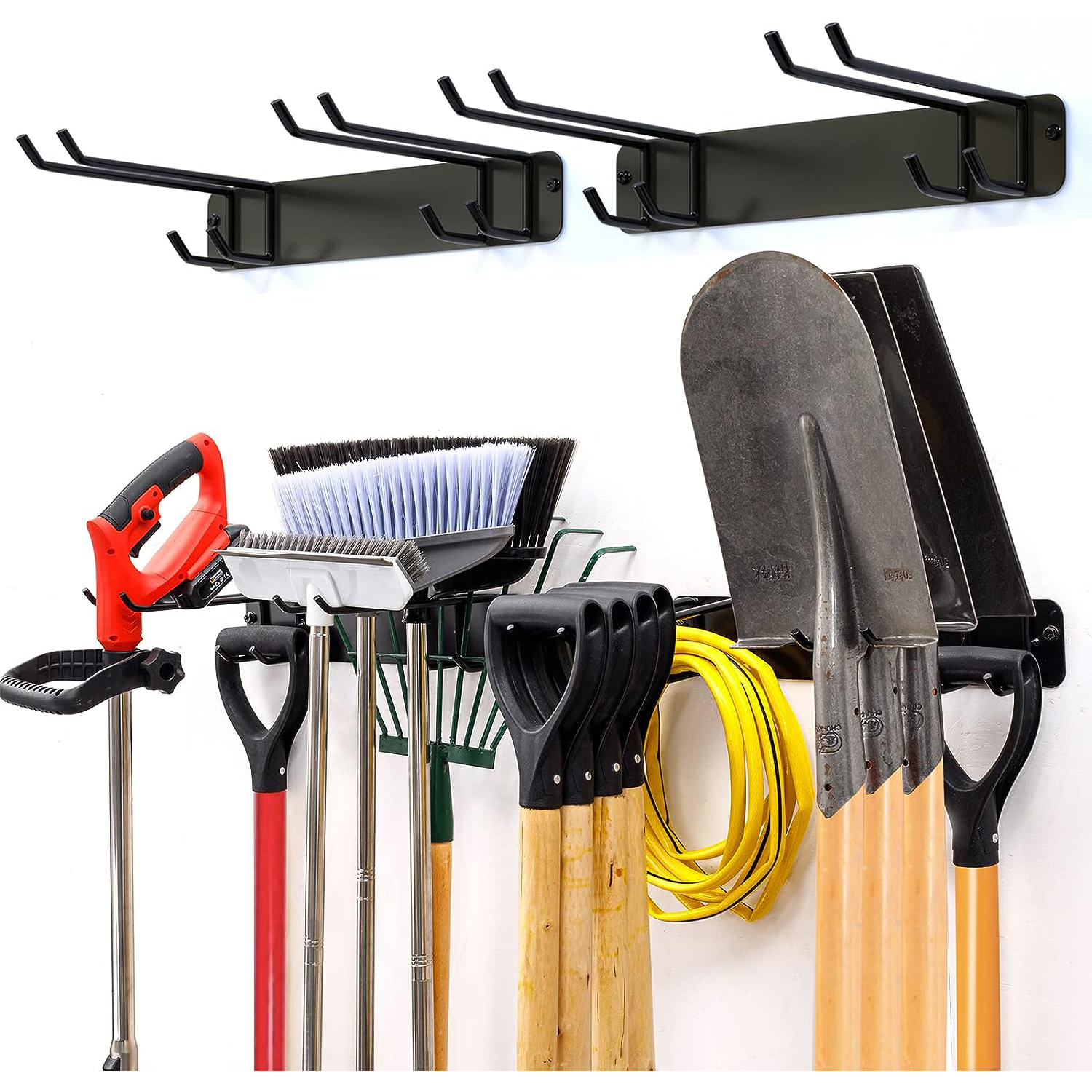 Multifunctional Outdoor Gardening Power Storage Rack Three-Layer Carbon Steel Tool Wall Mount Display Organizer Garage Use Black