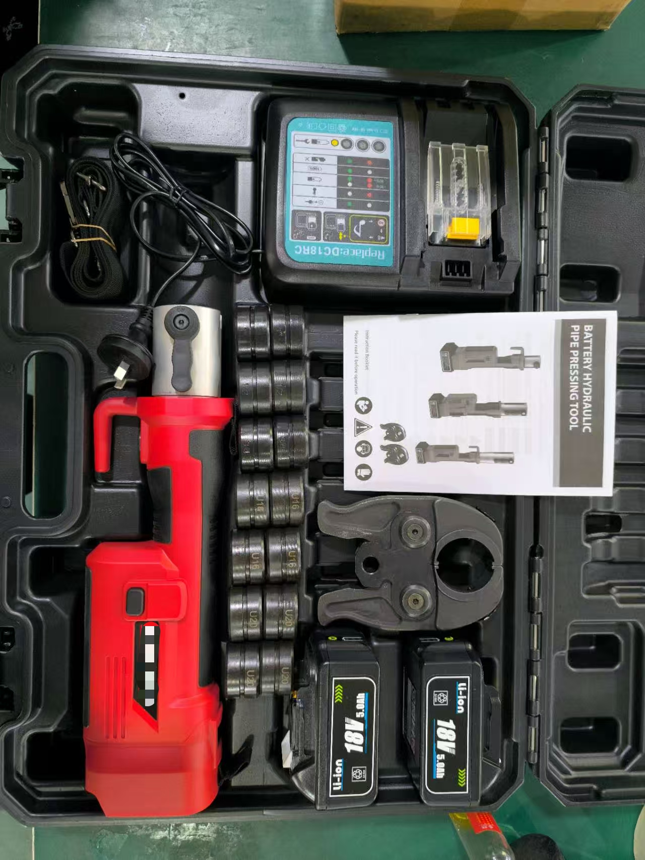 SHIDA SD1930 18V 4.0Ah*2 Battery-Powered Hydraulic Crimping Tool Kit 31.5mm Stroke HVAC Plumbing Tools Copper Stainless Steel