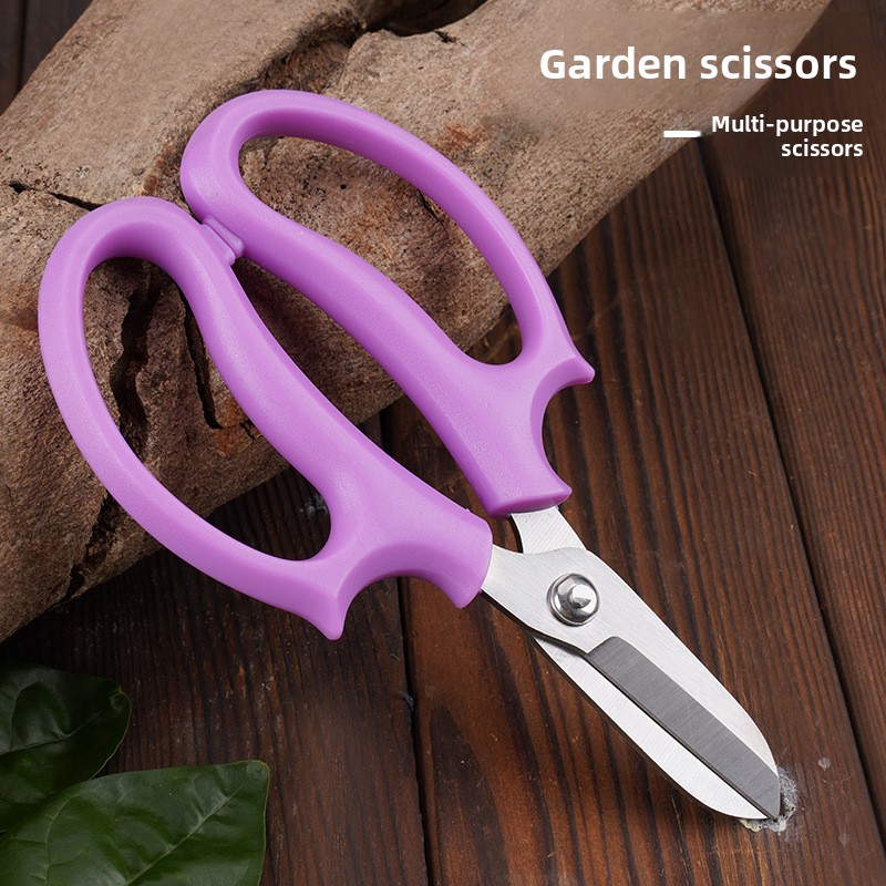 Stainless Steel Wide-Head Multi-Use Garden Pruning Shears (Pink/Purple/Sky Blue) for Landscape Greening-Factory Wholesale