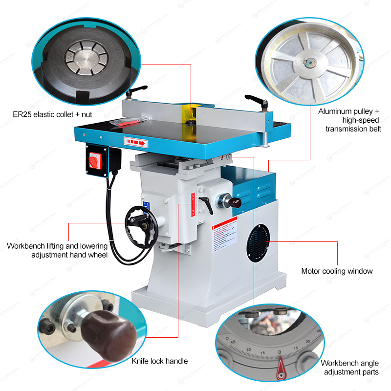High Speed Trimming and Chamfering Machine 45 Degree Woodworking Slotting Sliding Table Spindle Moulder Vertical Milling Router