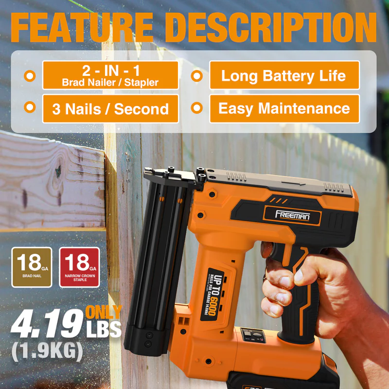 Freeman LDF329032 2 In 1 18 Gauge 32MM 20V Electric Battery Cordless Nail Gun F30 F32 Brad Nailer And 90 Series Stapler