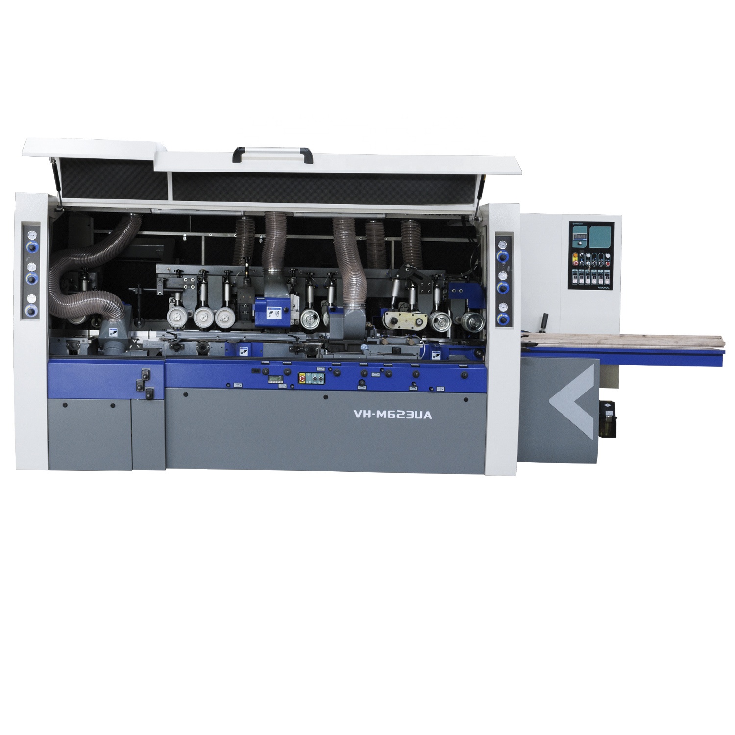 High Efficiency 4-Sided Woodworking Machine 6 Heads Four Side Planer Moulder with Universal Shaft