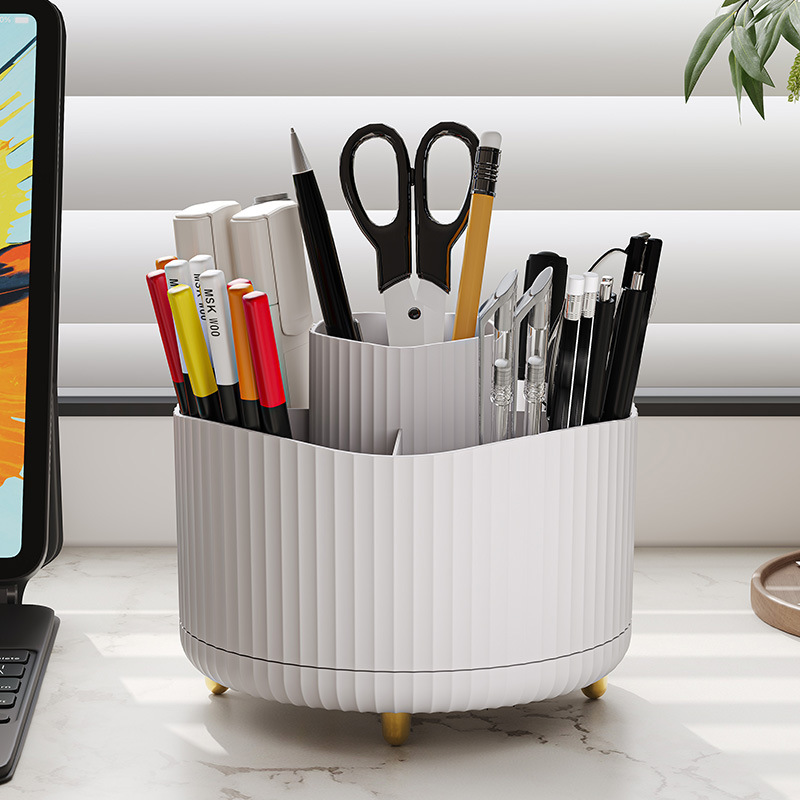 Large Capacity 3-6L Divided Modern Sustainable Desktop Organizer Box Cosmetic Storage Rotating Eyebrow Pencil Makeup Brush