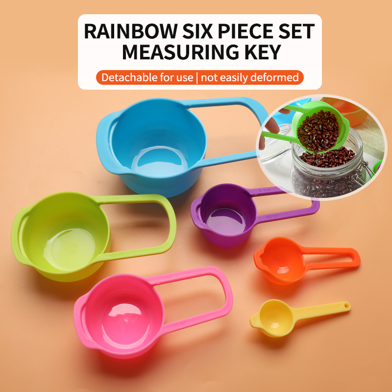 6pcs/set Kitchen Tool Baking Coffee Tea Measuring Tool Sets Colorful Plastic Measuring Spoons