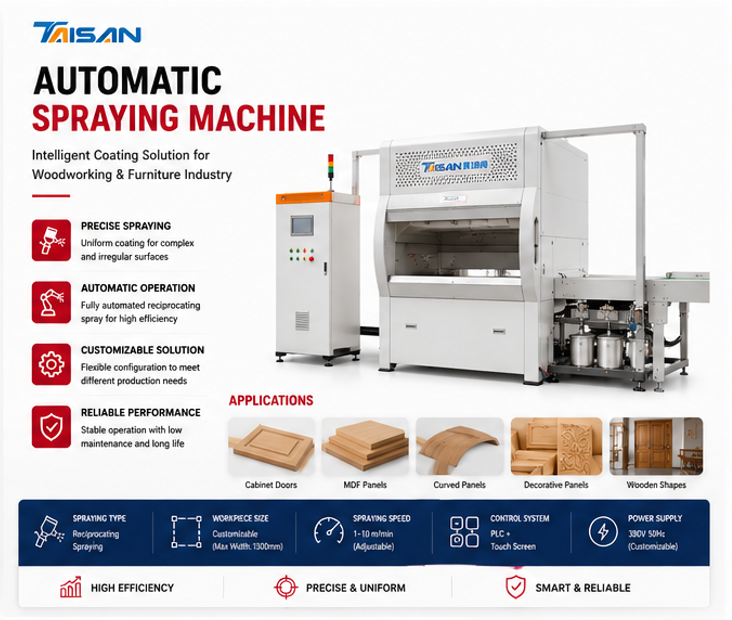 New Fully Automatic Reciprocating Surface Spraying Machine For Wood And MDF 15kW Power 3500kg Heavy Duty Woodworking Machinery