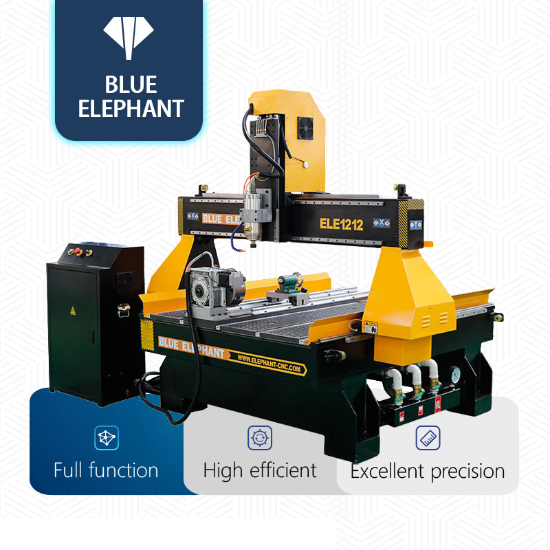 Blue Elephant CNC 1325 1212 4 Axis 3 Axis 3D Carving Wood Handrails Making Machine With Rotary Axis
