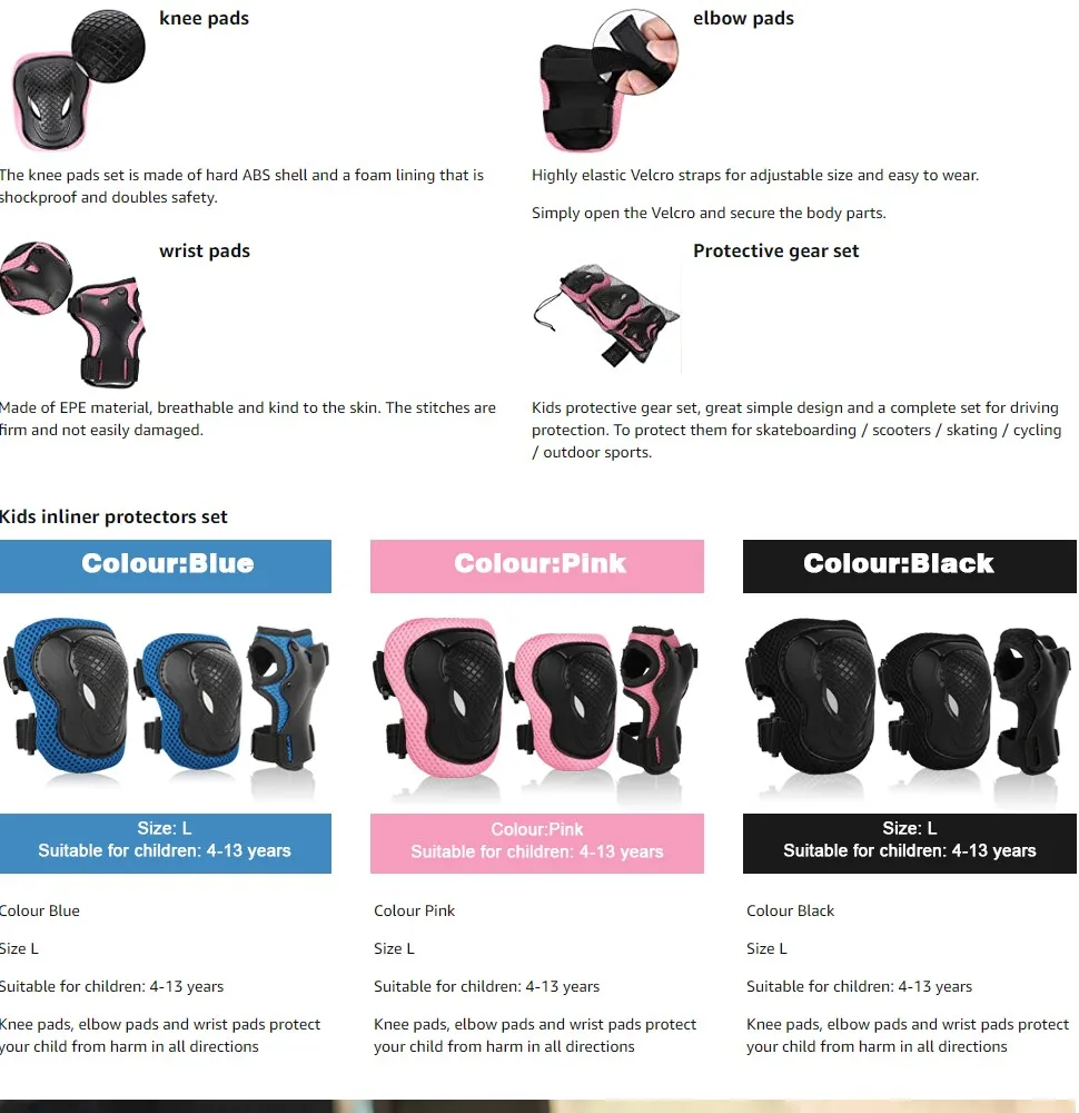 Children's Knee Elbow Pads Helmet Cycling Sport Safety Protective Gear
