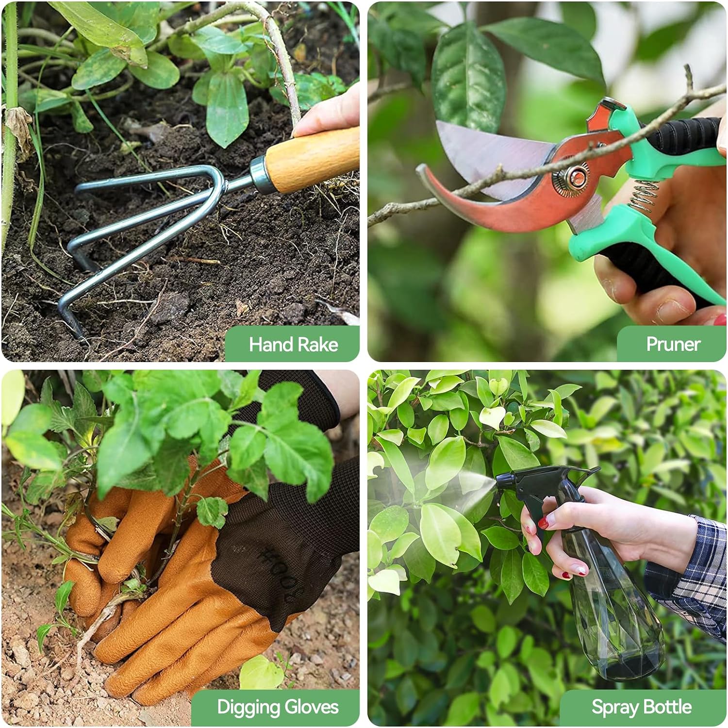 High Quality 9 Pcs Heavy Duty Gardening Tools Kits Stainless Steel Blade Garden Hand Tool Set With Fashion Bag