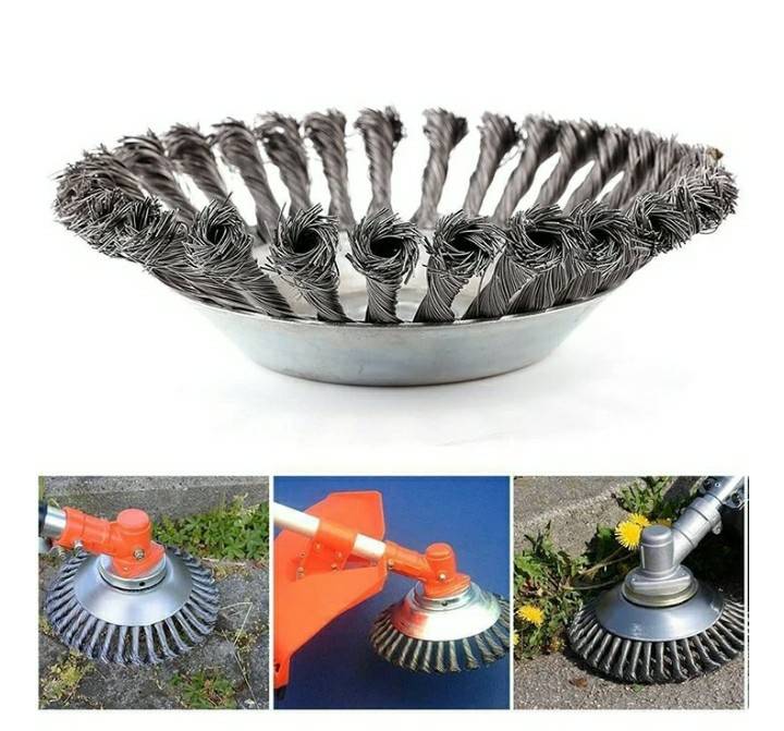 Derusting Weeding Wheel Twisted Steel Wire Brush Grass Trimmer Head Gardening