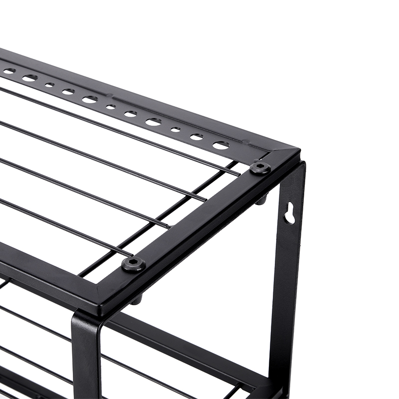 Custom Heavy Duty Power 3 Layer Tool Organizer Wall Mount Metal Garage Shelf 7 Drill Hanger Storage Rack