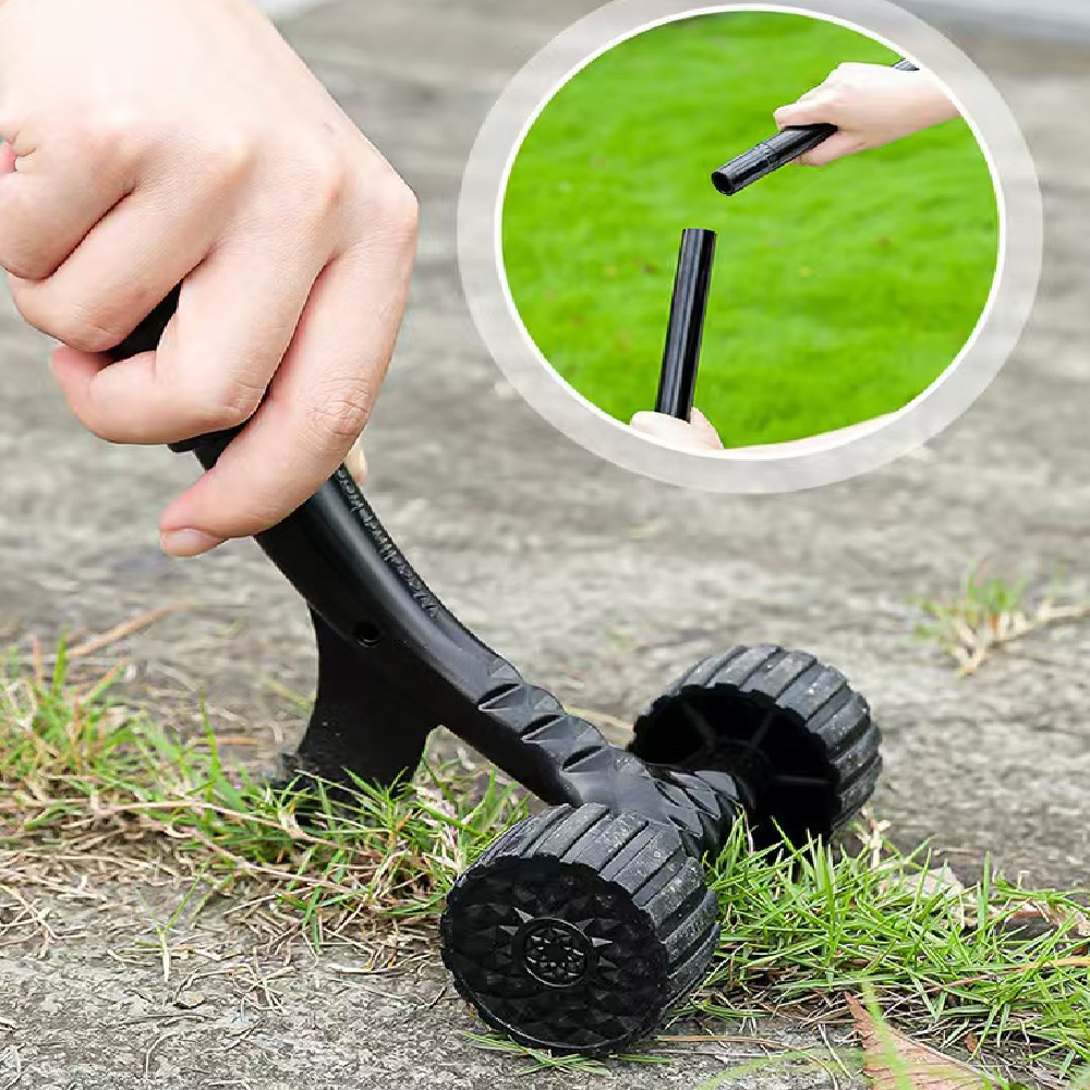 Crevice Weeding Tools with Wheels Stand up Stainless Steel Weed Puller Tool for Garden Backyard Lawn Sidewalk Driveways Weeds