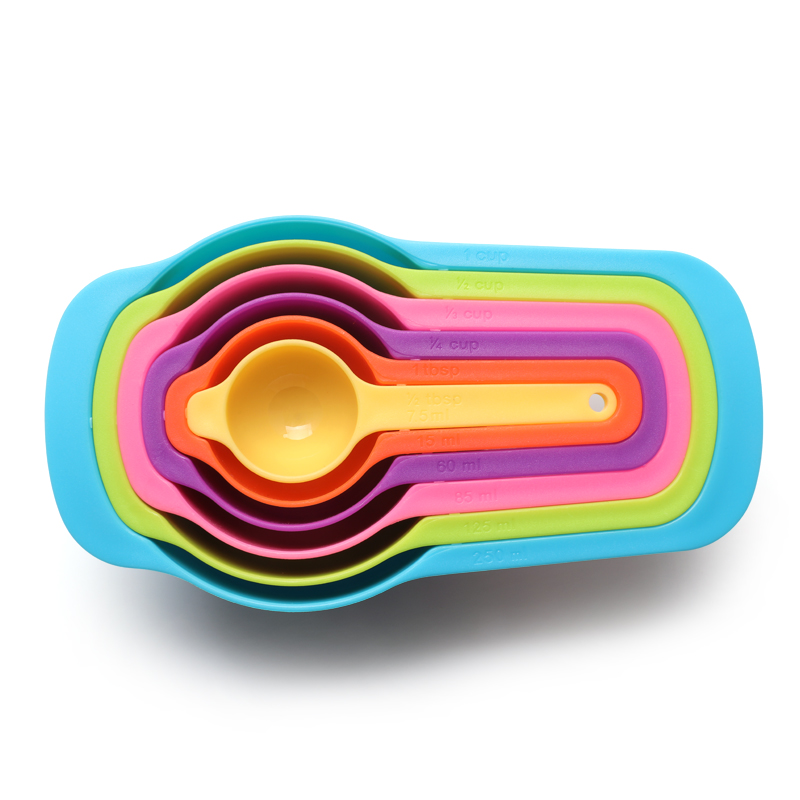 6pcs/set Kitchen Tool Baking Coffee Tea Measuring Tool Sets Colorful Plastic Measuring Spoons