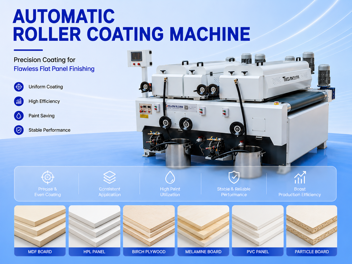 Woodworking Machinery Wood Furniture Flooring Two ROLLERS Precise Coater Roller Coating Machine