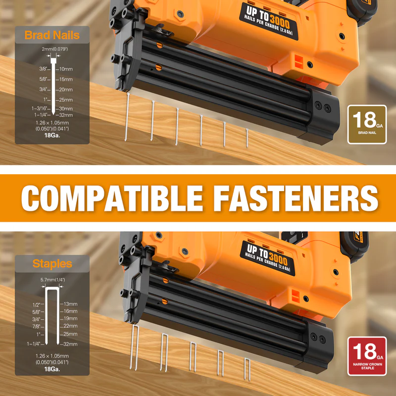 Freeman LDF329032 2 In 1 18 Gauge 32MM 20V Electric Battery Cordless Nail Gun F30 F32 Brad Nailer And 90 Series Stapler