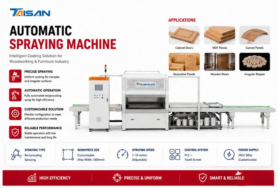 New Fully Automatic Reciprocating Surface Spraying Machine For Wood And MDF 15kW Power 3500kg Heavy Duty Woodworking Machinery