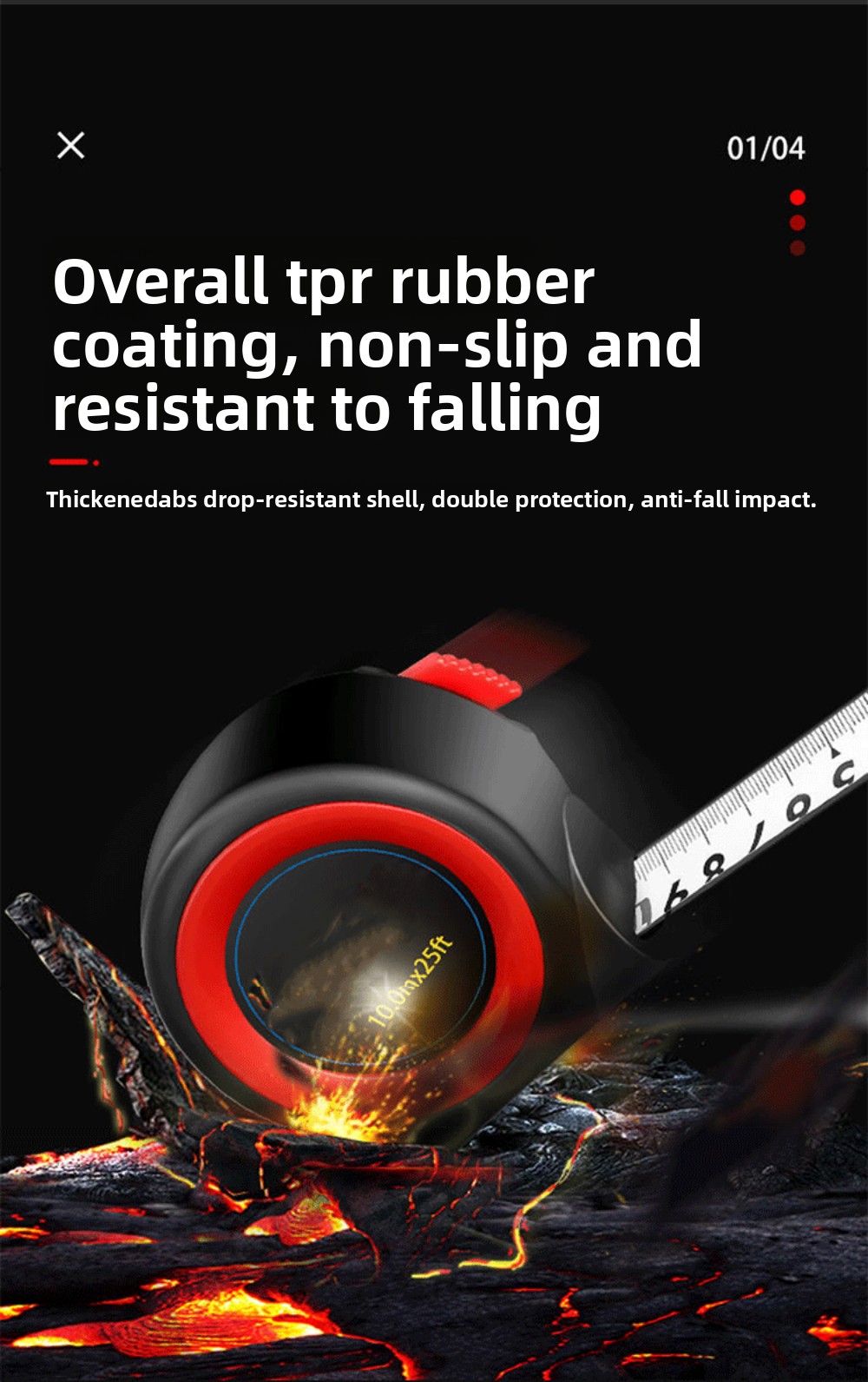 Thickened Steel Tape Measure with First Level Accuracy, Metric and Imperial Self-locking Anti Drop Tape Measure