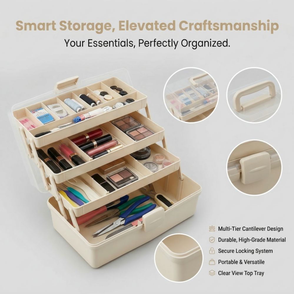 Factory Direct 100% PP Plastic Tool Box Portable Hardware Tool Storage Box China Household Tool Organizer with Dividers
