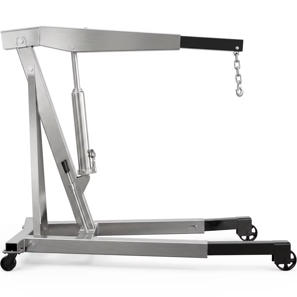 Folding Hydraulic Engine Hoist Shop Crane With 3 Positions Boom For Auto Repair