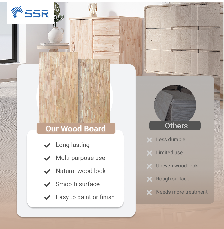 SSR VINA Durable Grade AA, AC, BC Sapele/Melia/Chinaberry Wood Finger Joint Board in Vietnam for Furniture Production Best Price