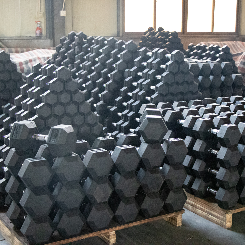 Bulk 5kg-60kg Rubber Hexagonal Gym Weights Strength Training Mancuernas Hex Dumbbell Set With Storage Rack