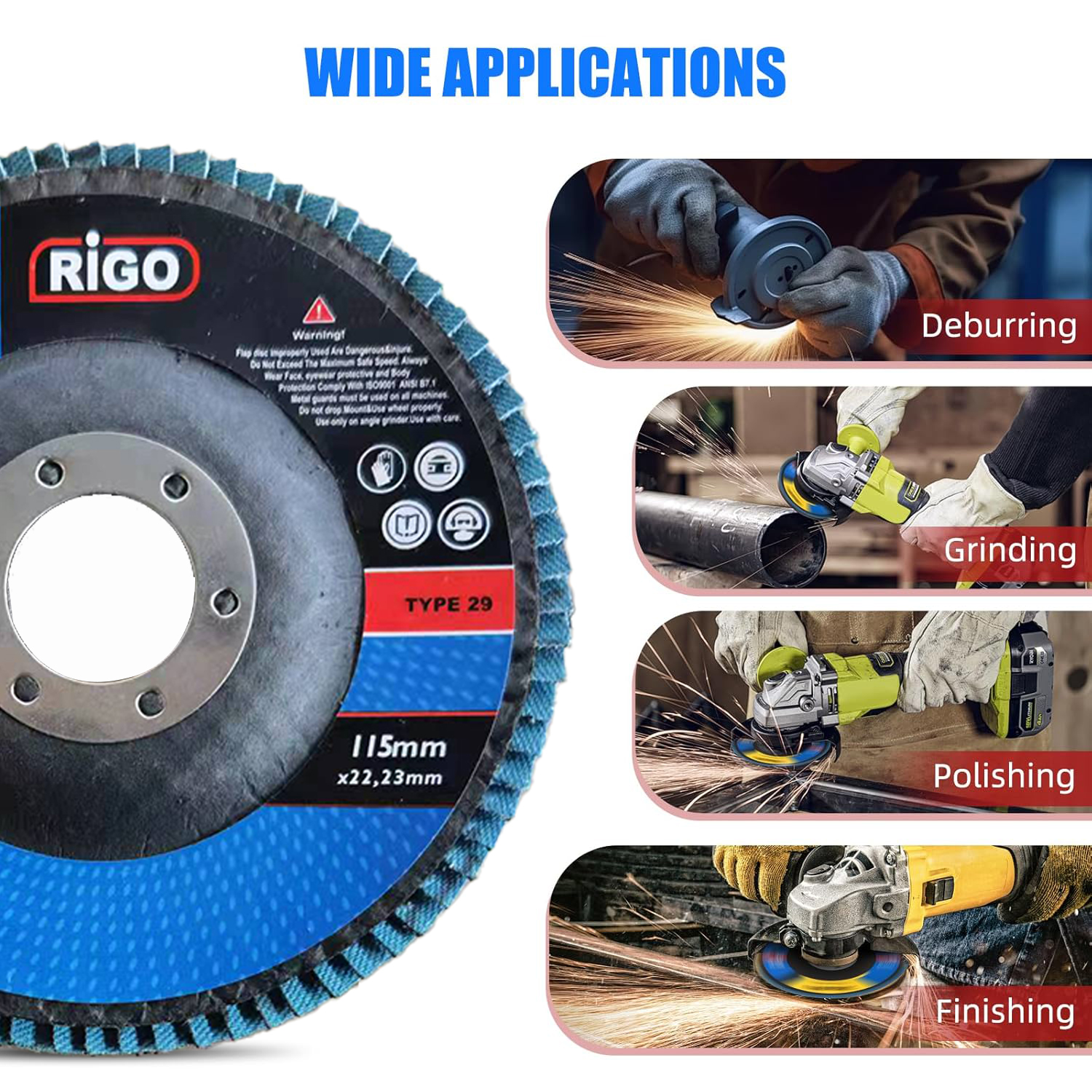 Hot Sale High Quality High Speed 4.5Inch Abrasive Disc Zirconia 80 Grit 115mm Diameter 8mm Thickness Cutting Tool