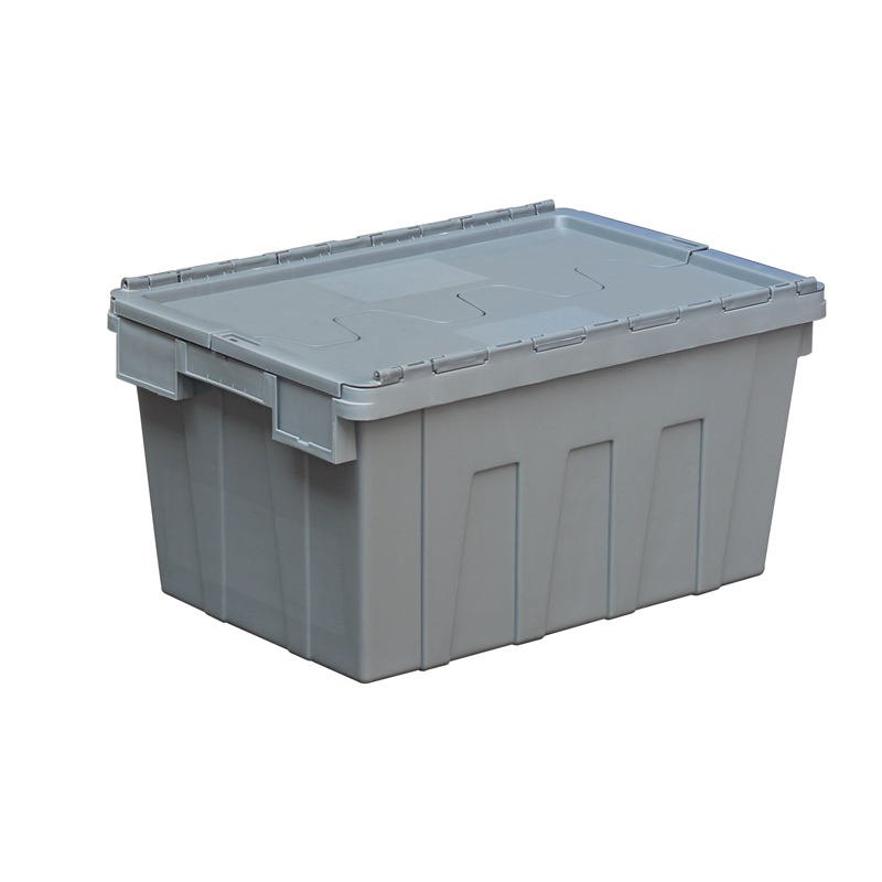 600*400*320MM Heavy Duty Attached Lid Stackable And Neastable Plastic Tote Box