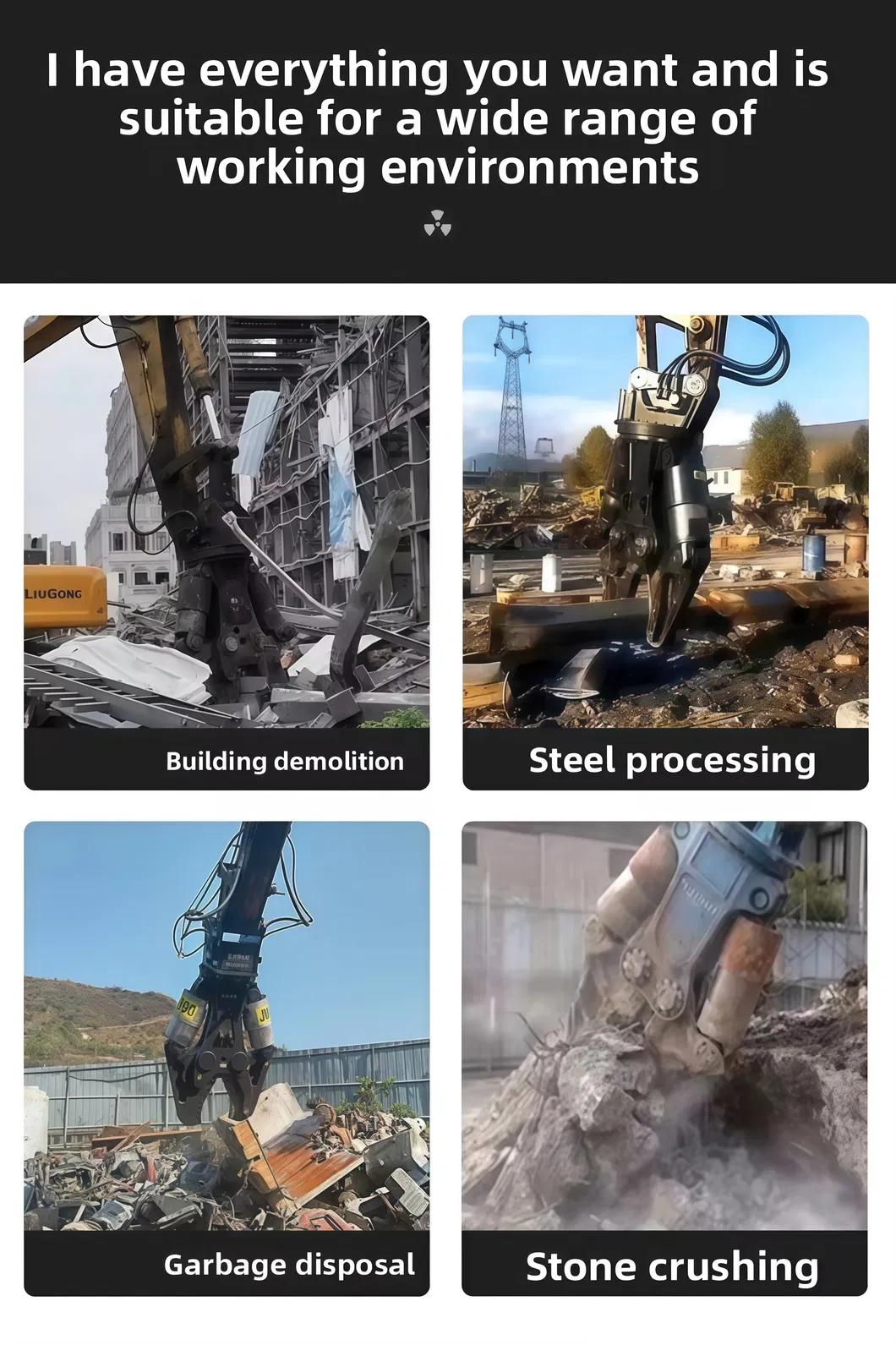 Concrete Steel Bar Excavator Hydraulic Shear Demolition Scrap Cutting Tools