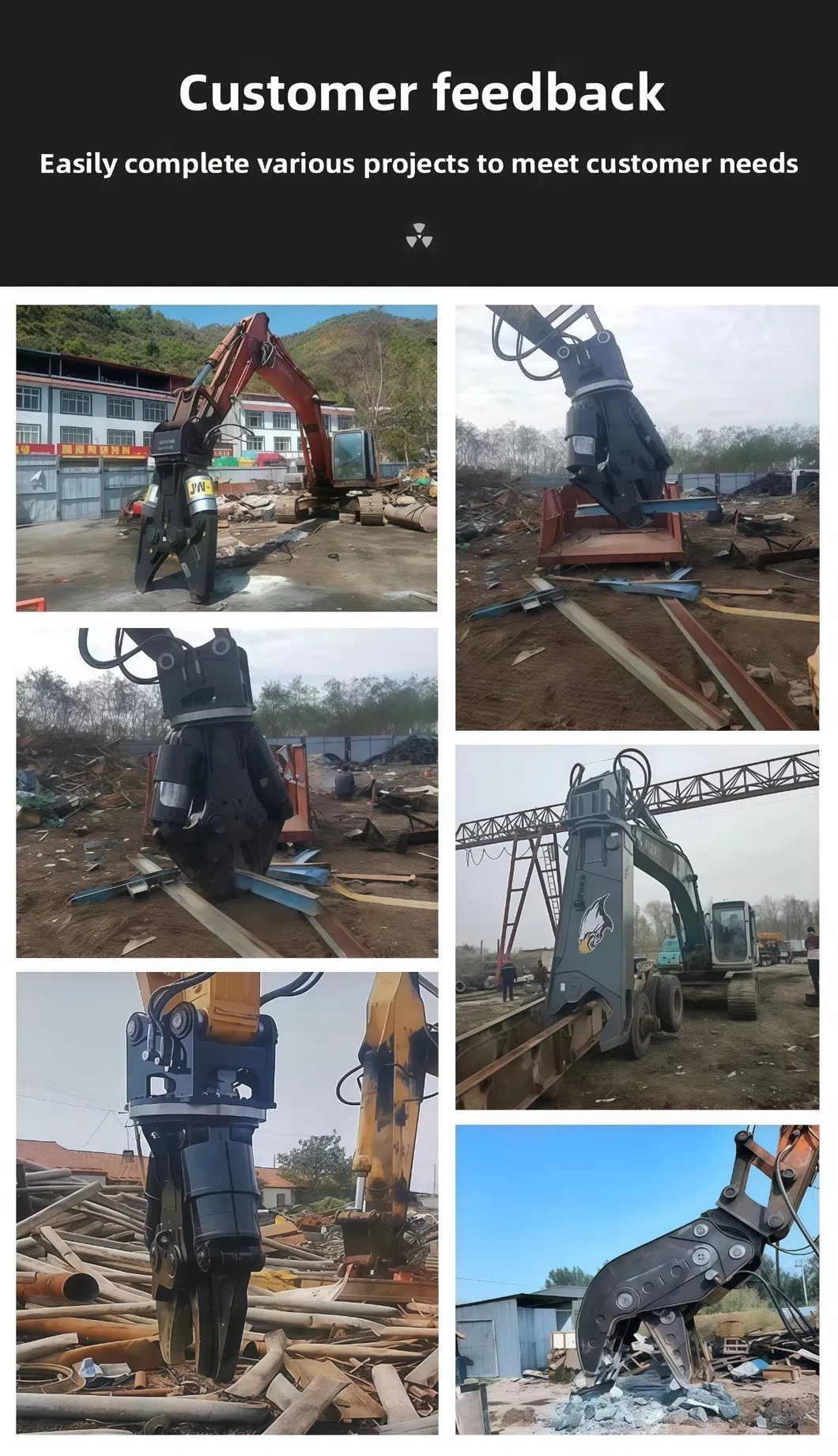 Concrete Steel Bar Excavator Hydraulic Shear Demolition Scrap Cutting Tools